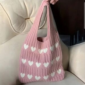 Pink Heart Patterned Sweater